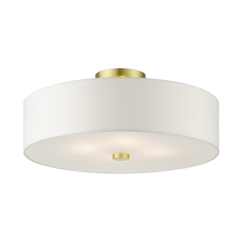 Livex Lighting 51055-12 Meridian Collection 4-Light Semi Flush Mount Ceiling Light with Off-White Hardback Fabric Shade, Satin Brass, 18 x 18 x 8.13 - Image 5